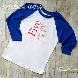 Five 5 Birthday Baseball Raglan Boys NEW YS